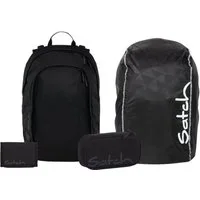 Satch Schulranzen Schulrucksack-Set AIR Blackjack 4-teilig (4-teilig), Schulranzen, ergonomisch, Laptop-Fach, Your-Size-System