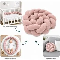 LuMali Nestchenschlange Bettschlange geflochten 210cm Nestchen Bettumrandung Babybett Zopf, Stillkissen Seitenschläfer Velour weich hypoallergen Pastellfarben