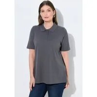Ulla Popken Poloshirt Poloshirt längere Knopfleiste Polokragen Halbarm