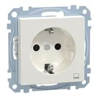 Schutzkontaktsteckdose SCHUKO mit erhöhtem Berührungsschutz und Einbaumaß 73x73x32 mm weiß (glänzend), Retail