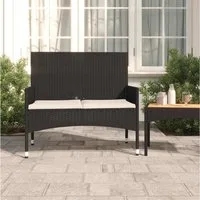 furnicato Gartenbank 2-Sitzer Bank aus PE-Rattan und pulverbeschichtetem Stahl 90x51x85 cm, Witterungsbeständige Sitzbank mit weichen, abnehmbaren Polsterkissen