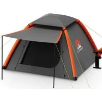 ELONEO aufblasbares Zelt mit Vordach & Luftpumpe, 1-4 Personen, Camping Zelt, Luftzelt, Personen: 4, Familienzelt, wasserdicht, ultraleicht, mit Outdoor Licht/LED Lampe