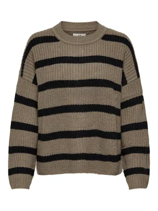 JDY - JDYJUSTY L/S STRIPE PULLOVER KNT NOOS Walnut - Gr. - M