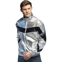 Boland Kostüm Space Age Jacke silber, Metallischer Glanz für Retro-SciFi, Disco Dance und Techno Rave gleic