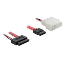 Adapterkabel SATA Slimline > SATA 7 Pin + 2 Pin rot/schwarz, 30cm