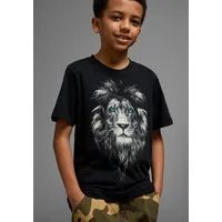 KIDSWORLD T-Shirt Mit Löwenprint: LION WITH BLUE EYES Kurzarm, Basic-Passform, mit trendigem Druck, Rundhalsausschnitt