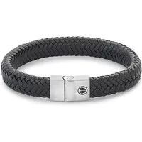Rebel & Rose Edelstahlarmband RR-M0019-S, für Herren-Lederarmband Schwarz Full Metal Herringbone Black