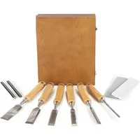 bestTools Stechbeitel Stechbeitel Set 6-teilig aus Chrom-Vanadium Stahl für Holz, Mit Schleifstein & Holzkiste präzise Stemmeisen für Profis
