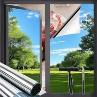 LuxusKollektion Sonnenschutz-Fensterfolie Fensterfolie Spiegelfolie Sichtschutz 90 x 400 cm Silber Spiegelfolie