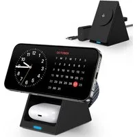 LA CUTE 3-in-1 MagSafe Ladestation mit Schnellladefunktion & 20W PD-Adapter Wireless Charger (2000 mA, Komplettset mit Netzteil und Kabel, inklusive 3-in-1 Ladestation, 20W PD-Adapter, USB-C-Ladekabel, MagSafe-kompatibel, gleichzeitiges Laden iPhone,
