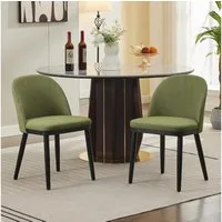GarveeMore Esszimmerstuhl 2er-Set,moderne Küchenstühle aus Stoff mit Gepolsterte und Holzbeinen, Esszimmerstühle mit geschwungener Rückenlehne für Restaurants/Cafés