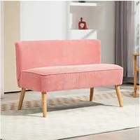 HOMCOM 2-Sitzer Cordartiges Polyester Schaumstoff, Zweisitzer Sofa 1 Teile, für Wohnzimmer, Schlafzimmer 117 x 56,5 x 77 cm Rosa