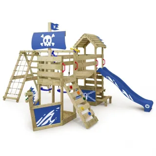 Klettergerüst FreakyFlyer Spielturm mit Rutsche, Wackelbrücke & Sandkasten für den Garten - Stabiles Massivholz - Abenteuer-Spielplatz von Wickey