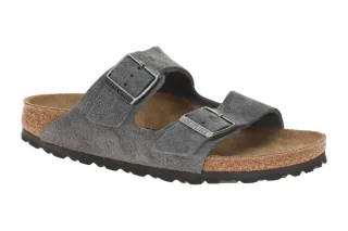 Birkenstock 1031625 BS Arizona Damen Pantoletten dunkelgrau Velour-Leder-Fu?bett