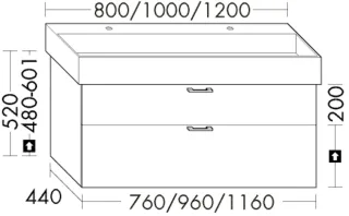 Burgbad Waschtischunterschrank System 30 Preisgruppe 3 Diago 520x960x440 Weiß Hochglanz WYLD096F1507