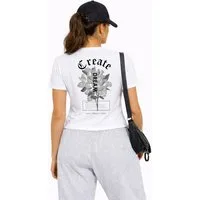 Banco T-Shirt Damen "Create Dream" - schwarzes Kurzarmshirt mit Blumenprint Großer Blumen-Print mit „Create Dream“-Schriftzug