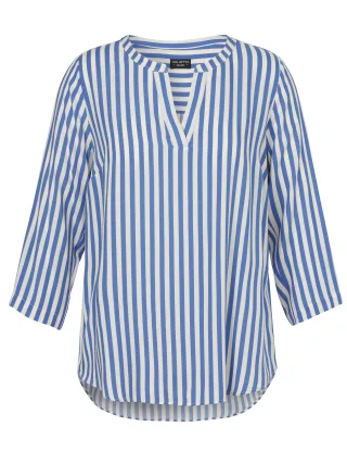 VIA APPIA DUE - Tunika V-Ausschnitt 3/4 Arm Druck taubenblau/creme - Gr. - 54