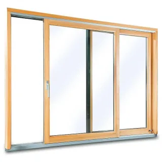 Hebeschiebetür Holz-Alu, IDEALU HST IV 68, Kiefer Hell 325, zweiteilig, 2135 x 2010 mm, individuell konfigurieren