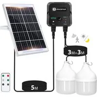 Aigostar LED Solarleuchte Aigostar Solarlampe für Außenbereich 11M Kabel, mit Fernbedienung, Sensorschalter, LED fest integriert, Kaltweißes Licht