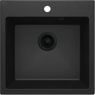 Neuesbad 1-Becken Granitspüle 500x500x216, Graphit metallic, mit Raumsparsiphon NB1DEZQJG1031