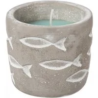 MARELIDA LED-Kerze Duftkerze Citronella maritimer Betontopf mit Fischmuster Outdoorkerze (1-tlg)