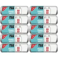 Gut & Günstig Müllbeutel Müllbeutel mit Tragegriff, 25 Liter, 30 Stück pro Rolle, reißfest, Flüssigkeitsdicht, Produkt & Verpackung recyclebar, 10er Pack
