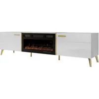 MIRJAN24 TV-Schrank Picru 2D EF mit Kamin (mit zwei Klappen) Realistische LED-Flamme, 214x38x50 cm