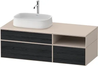 Duravit Zencha Konsolenwaschtischunterbau wandhängend Eiche Schwarz & Taupe Matt & Supermatt 1300x55 ZE4828016830000