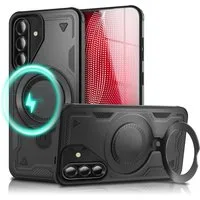 Nalia Smartphone-Hülle Samsung Galaxy A56 17 cm (6,7 Zoll), Military Cover / MagSafe / 360° Dreh Ring / Aufsteller / Outdoor Hülle