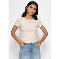 SASSYCLASSY T-Shirt Kurzarmshirt in geripptem Jersey für Damen Schlichtes T-Shirt mit Rundhalsuasschnitt in körpernahem Schnitt