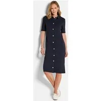 GOLDNER Jerseykleid Kurzgröße: Polokleid in maritimen Look Midikleid mit Hemdkragen, Knopfleiste, Taschen, Knielänge und Halbarm