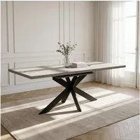 Jiexi Esstisch Ausziehbarer Esstisch 160-200cm MDF Rhein-Optik Metall Kreuzgestell