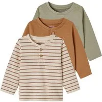 vertbaudet Langarmshirt Baby Shirts BASIC aus Bio-Baumwolle 3er-Pack