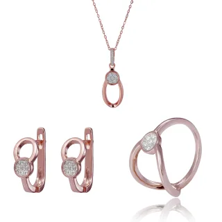 Orphelia 'Gigi' Damen-Set aus 925er Sterlingsilber: Halskette + Ohrringe + Ring – Rosé SET-7439