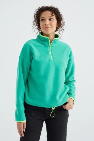 Oversized Plüsch Halb-Zip Sweatshirt