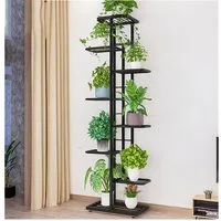 GarveeMore Blumenständer 8-stöckiger Metall-Pflanzenständer, Innen Außen 9 Topfpflanzen-Halter, Etagen-Pflanzenregal Metall-Blumenregal für die Ecke im Wohnzimmer