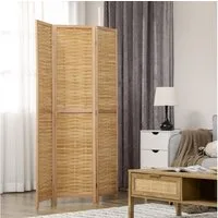 HOMCOM Paravent 3-teiliger Raumteiler 120 x 170 cm Trennwand Faltbarer Sichtschutz (Sichtschutzwand, 1 St., Raumtrenner aus Bambus), für Wohnzimmer, Schlafzimmer, Natur