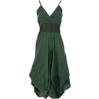 Guru-Shop Midikleid Langes Sommerkleid Hippie chic - olive/dunkle.. alternative Bekleidung