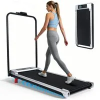 Nettlife Laufband Klappbares 4-in-1 Zuhause & Büro Steigung bis 10 km/h leise (Mit Armlehnen), LED Anzeige Fembedienung Walking Pad 0,6 PS 447W motor