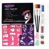Diyarts Schminkstift (umfangreiches und sicheres Face-Painting-Kit, 19-tlg), 19 lebendige Farben, funkelnder Glitzer, wiederverwendbare Schablonen