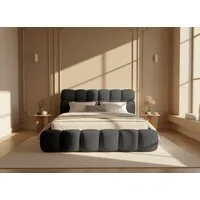 thematys Polsterbett mit Bettkasten, CLOUD 140x200 160x200 180x200 200x200cm (Kopfteil im Oversize-Look und Stauraum – weich, modern und pflegeleicht), hochwertiger Davis-Stoff in Grafit, Grau, Weiß, Beige und Kreme