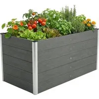 Floordirekt Hochbeet Delos, aus WPC 150x70x75 cm, anthrazit, extra stabiles Hochbeet (1 St), mit Stützstange, Aluminium-Eckprofil & offenem Boden, Garten Hochbeet