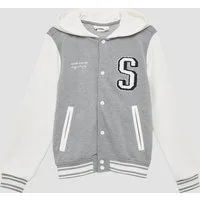 s.Oliver Sweatjacke Sweatshirt Jacke College-Jacke mit Applikation und Kapuze