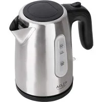Adler Wasserkocher AD 1273, 1 Liter, 1200W, Reise, klassisch, Antikalkfilter, Edelstahl, Silber