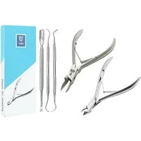 SMI Nagelhautzange Fußpflegeset Nagelhautzange, Eckenzange, Nagelhautschieber, Eckenheber, Hand- und Fußpflegeset, 5-tlg., mit Nagelheber Fußpflege set