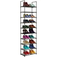 relaxdays Schuhregal Stecksystem Metall, schwarz, 10 Ebenen, 45 cm