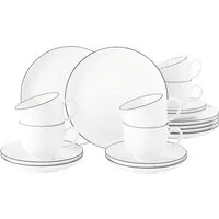 Seltmann Weiden Kaffeeservice Geschirr-Set, Service Lido Black Line (18-tlg), 6 Personen, Porzellan, Tassen, Untertassen, Teller, 18 Teile, für 6 Personen, Made in Germany