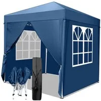 LALAHO Faltpavillon Partyzelt Pop Up Pavillon 2x2m,mit 4 Seitenwänden Gartenpavillon, mit 4 Seitenteilen, höhenverstellbar,mit Tragetasche,für Garten Festival, UV Schutz 50+