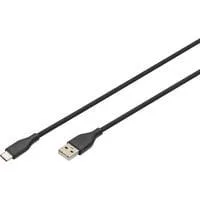 USB 2.0 Silikon-Anschlusskabel USB-A > USB-C schwarz, 0,5 Meter, PD, Laden mit bis zu 60 Watt