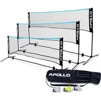 Apollo Badmintonnetz Badminton und Volleyball Netz, 300 cm, 400 cm, 500 cm, höhenverstellbar, inkl. 3 Federbällen